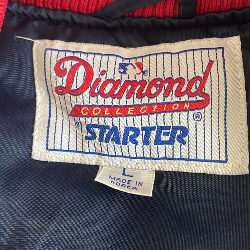 Vintage Atlanta Braves Starter Baseball Jacket Diamond Collection Blue Sz L - Picture 12 of 15